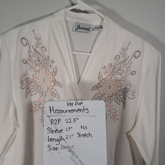 Vintage Joanna White Embroidered Button-up Blouse Size Large - Picture 2 of 9